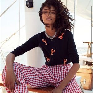 JCrew cashmere sweater in lobster print.